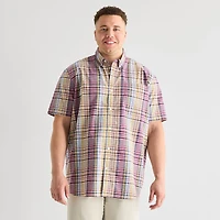 St. John's Bay Everyday Stretch Mens Short Sleeve Classic Fit Big and Tall Button-Down Shirt