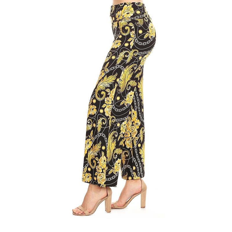 White Mark Womens Mid Rise Wide Leg Palazzo Pant