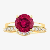 Modern Bride Gemstone Womens Lab Created Red Ruby 10K Gold Bridal Set