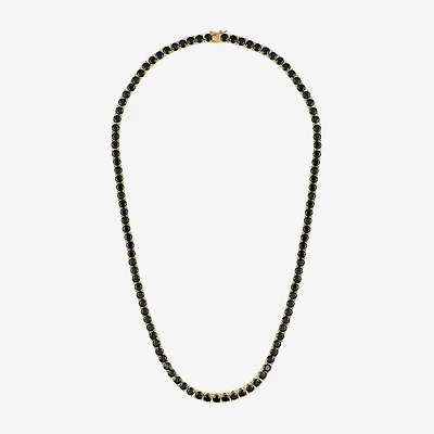 Mens Black Spinel 14K Gold Over Silver 22 Inch Tennis Necklace