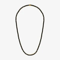 Mens Black Spinel 14K Gold Over Silver 22 Inch Tennis Necklace