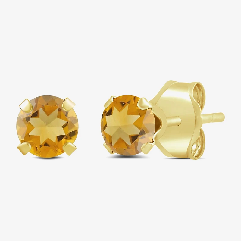 Gemstone 10K Gold 6mm Round Stud Earrings