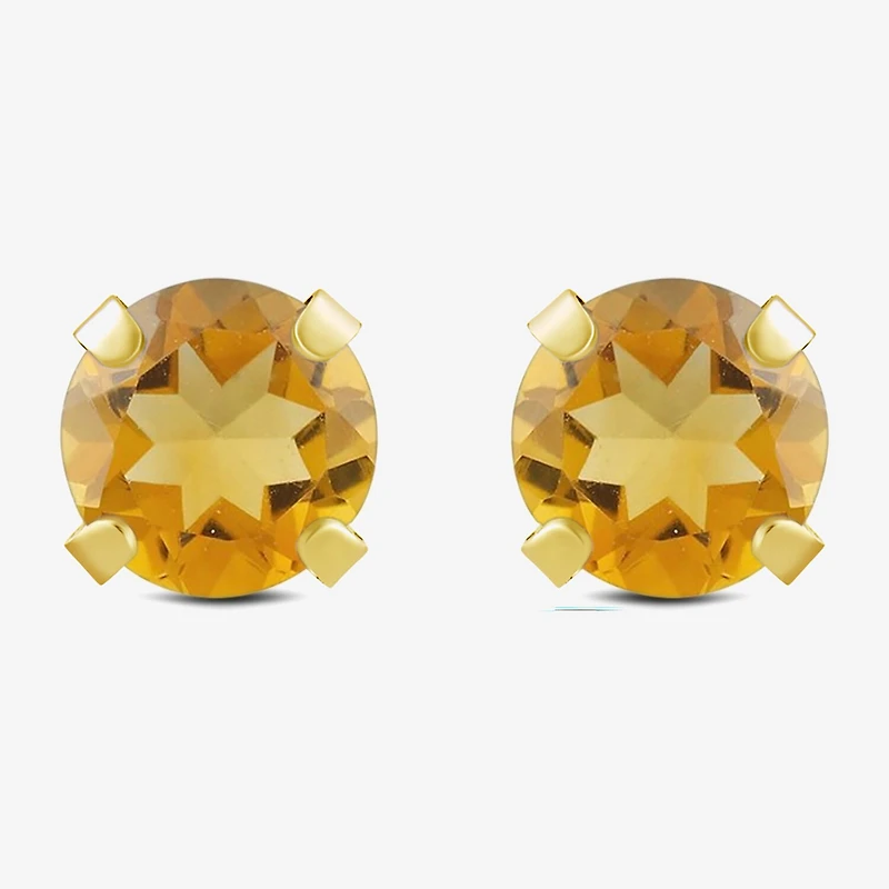 Gemstone 10K Gold 6mm Round Stud Earrings