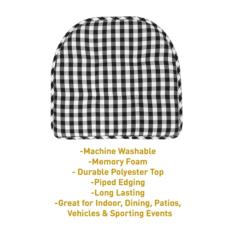 Sweet Home Collection™ Checkered Buffalo Check U Shaped Memory Foam 17" x 16" Chair Cushions