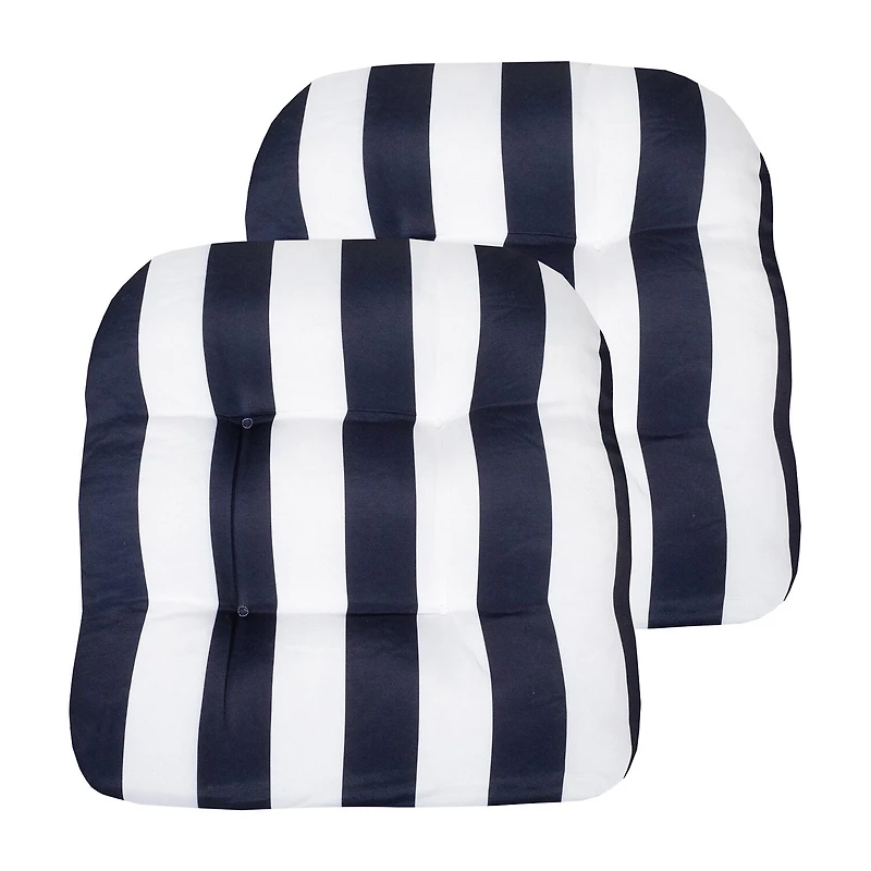 Sweet Home Collection™ Havana Stripe Patio Cushions Indoor/Outdoor Reversible Chair Pads Tufted 19" x