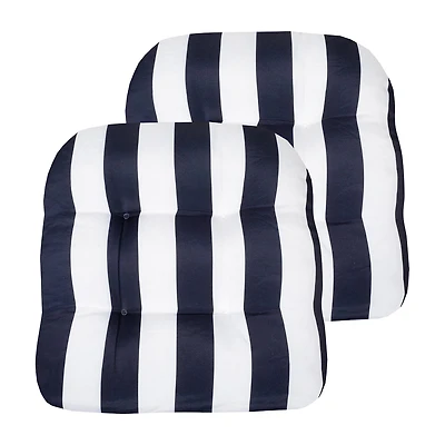 Sweet Home Collection™ Havana Stripe Patio Cushions Indoor/Outdoor Reversible Chair Pads Tufted 19" x