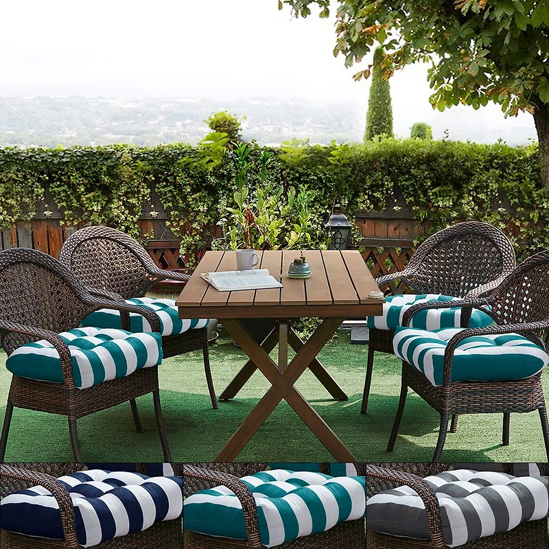Sweet Home Collection™ Havana Stripe Patio Cushions Indoor/Outdoor Reversible Chair Pads Tufted 19" x