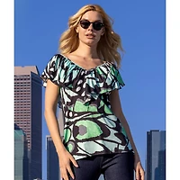 24seven Comfort Apparel Womens V Neck Short Sleeve Tunic Top
