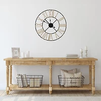 Northlight 24" Battery Operated Black Roman Numeral With Metal Frame Wall Clock