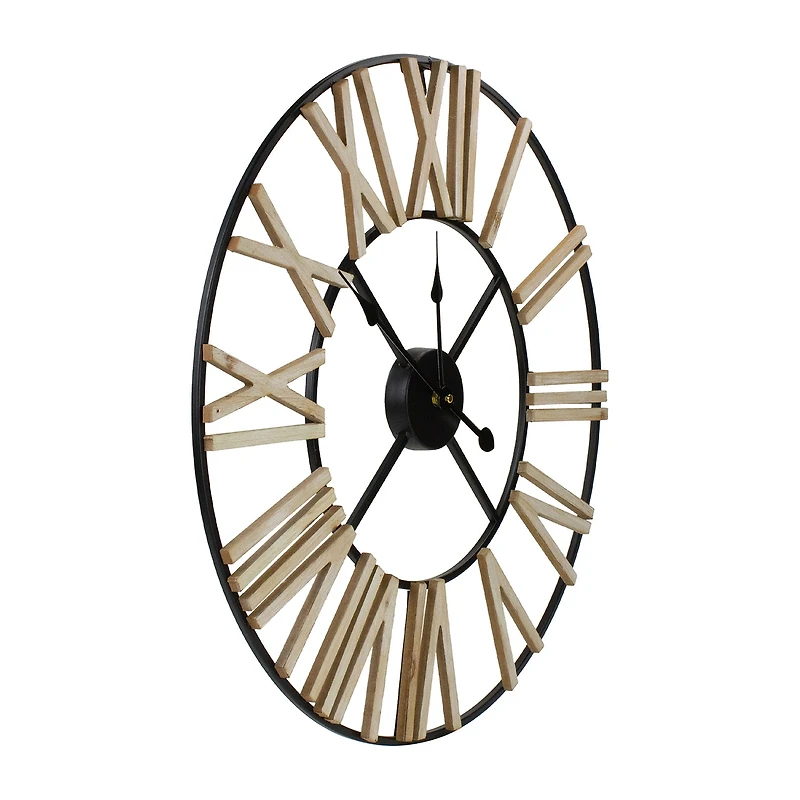 Northlight 24" Battery Operated Black Roman Numeral With Metal Frame Wall Clock