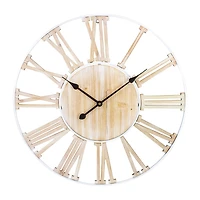 Northlight 28" White Battery Operated Roman Numeral With Metal Frame Wall Clock