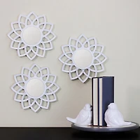 Northlight 9.5" Arched Floral Matte White Wall Mirror