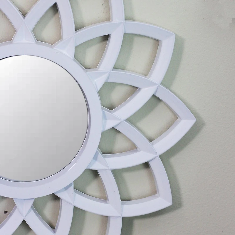 Northlight 9.5" Arched Floral Matte White Wall Mirror