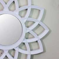 Northlight 9.5" Arched Floral Matte White Wall Mirror