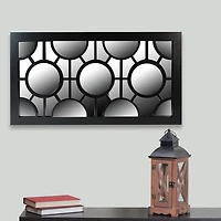Northlight 25.5" Black Geometric Round Wall Mirror