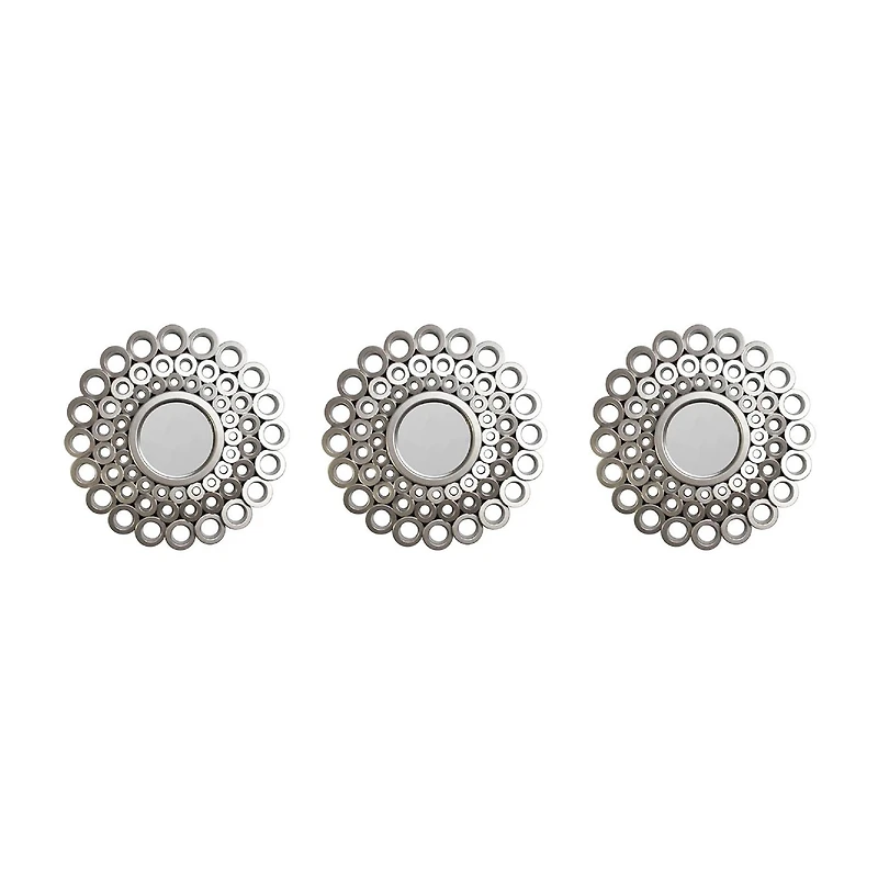 Northlight 10" Gray Cascading Angular Orb Round Wall Mirror
