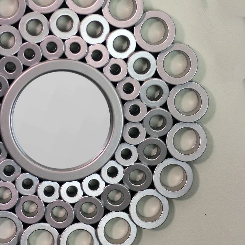 Northlight 10" Gray Cascading Angular Orb Round Wall Mirror