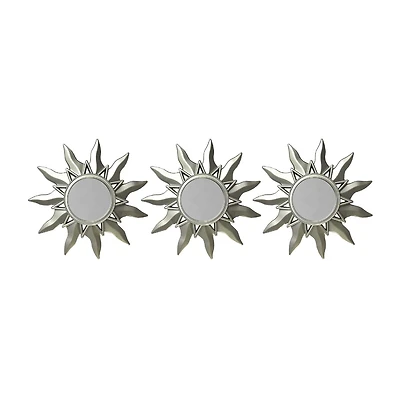 Northlight 9.5" Mayan Sunburst Matte Silver Rectangular Wall Mirror