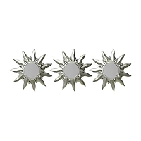 Northlight 9.5" Mayan Sunburst Matte Silver Rectangular Wall Mirror