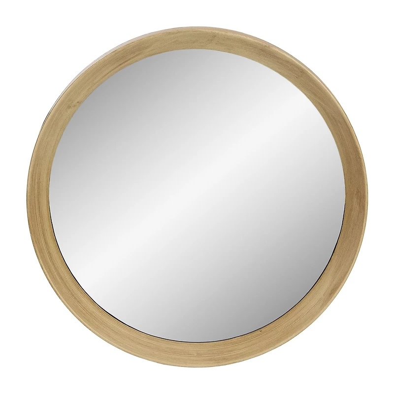 Northlight 13" Gold With Woodgrain Finish Round Wall Mirror