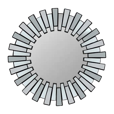 Northlight 25.5" Matte Black Aztec Sunburst Round Wall Mirror