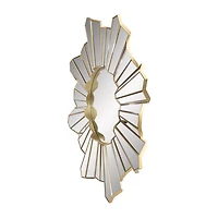 Northlight 25" Shiny Gold Sunburst Wave Glass Round Wall Mirror