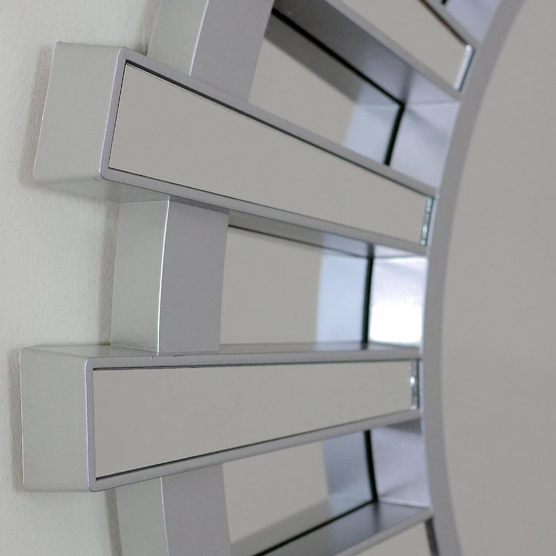 Northlight 25.5" Matte Silver Sunburst Wall Mirror