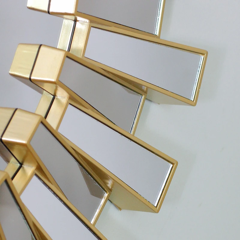 Northlight 25.5" Aztec Sunburst Matte Gold Round Wall Mirror