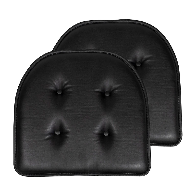 Sweet Home Collection™ U-Shape Faux Leather No Slip Memory Foam Chair Cushion 16" x 17"