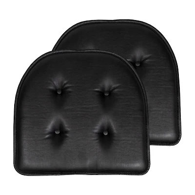 Sweet Home Collection™ U-Shape Faux Leather No Slip Memory Foam Chair Cushion 16" x 17"