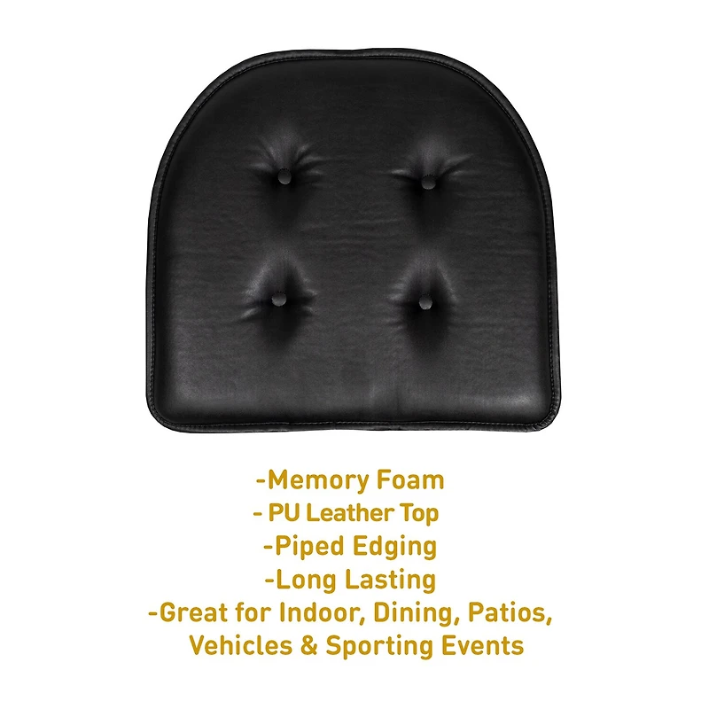 Sweet Home Collection™ U-Shape Faux Leather No Slip Memory Foam Chair Cushion 16" x 17"