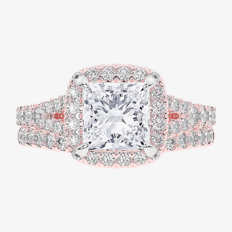 G-H / Si1-Si2) Womens / CT. T.W. Lab Grown White Diamond 14K Gold Side Stone Halo Bridal Set