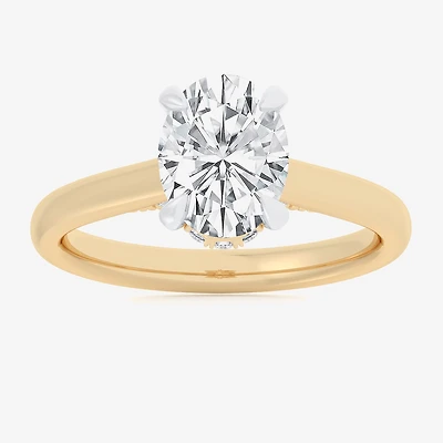 (G-H / Si1-Si2) Womens 1 1/7 CT. T.W. Lab Grown White Diamond 14K Gold Oval Solitaire Engagement Ring