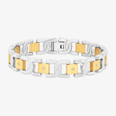 Mens 1/10 CT. T.W. White Diamond Stainless Steel Wrap Bracelet