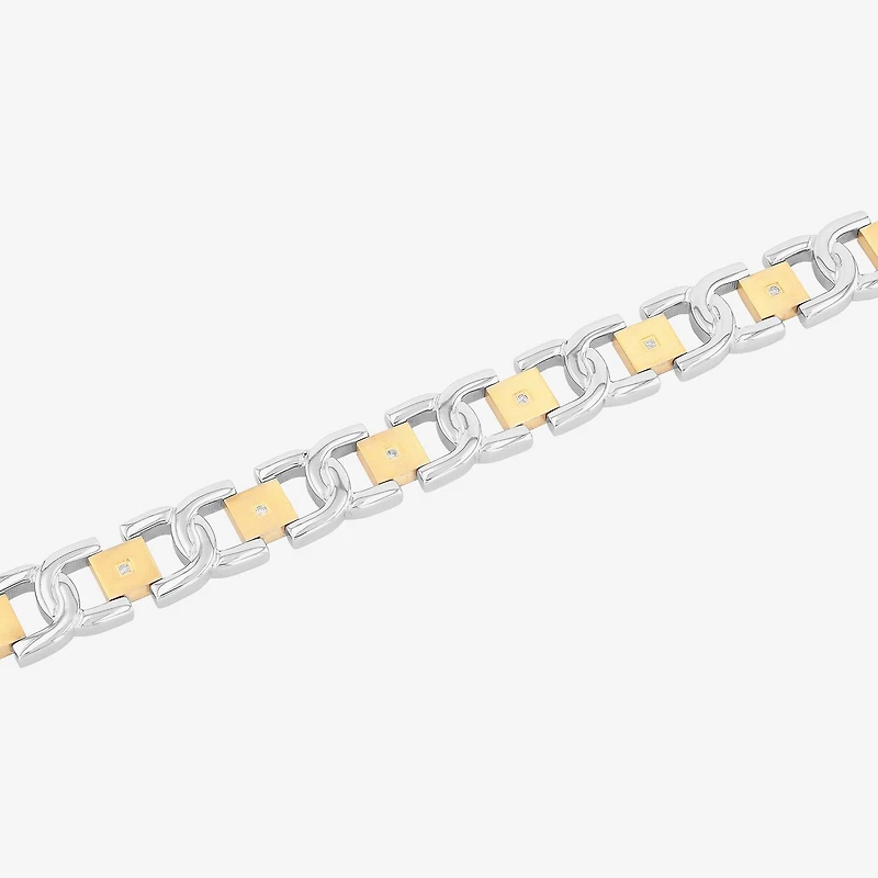 Mens 1/10 CT. T.W. White Diamond Stainless Steel Wrap Bracelet