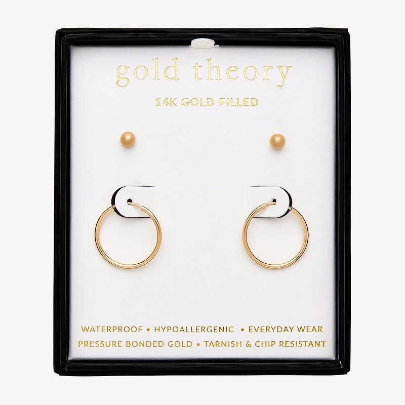 Gold Theory Womens Round Pair Earring Set