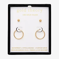 Gold Theory Womens Round Pair Earring Set