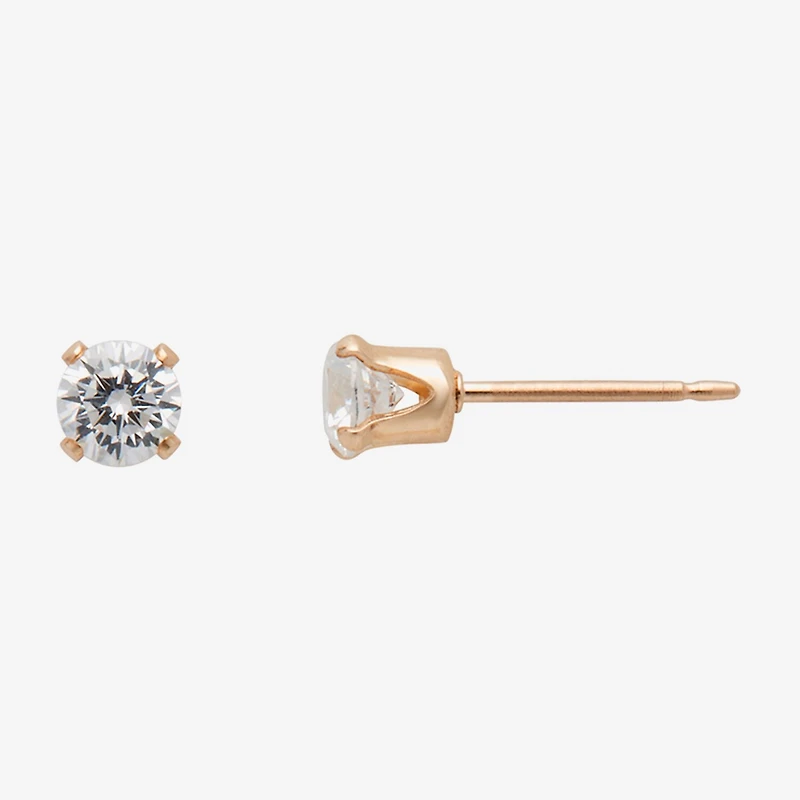 Gold Theory Womens Cubic Zirconia Round Pair Earring Set