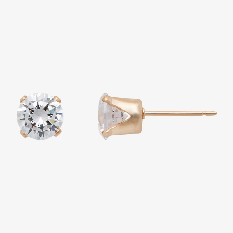 Gold Theory Womens Cubic Zirconia Round Pair Earring Set