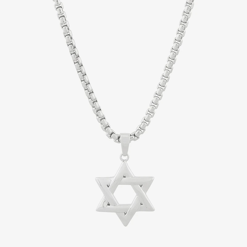 Limited Quantities! Star Of David Mens Sterling Silver Star 24 Inch Pendant Necklace