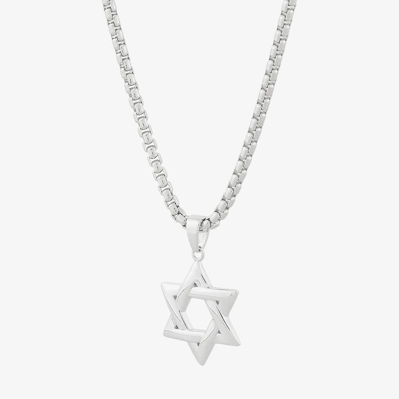 Limited Quantities! Star Of David Mens Sterling Silver Star 24 Inch Pendant Necklace