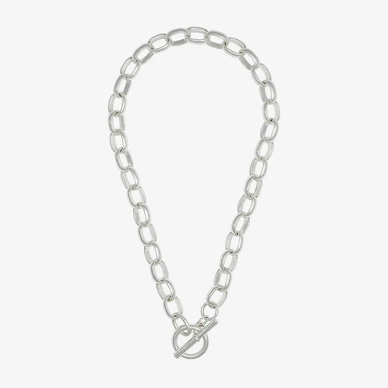 Bold Elements Silver Tone Womens 18 Inch Omega Chain Necklace