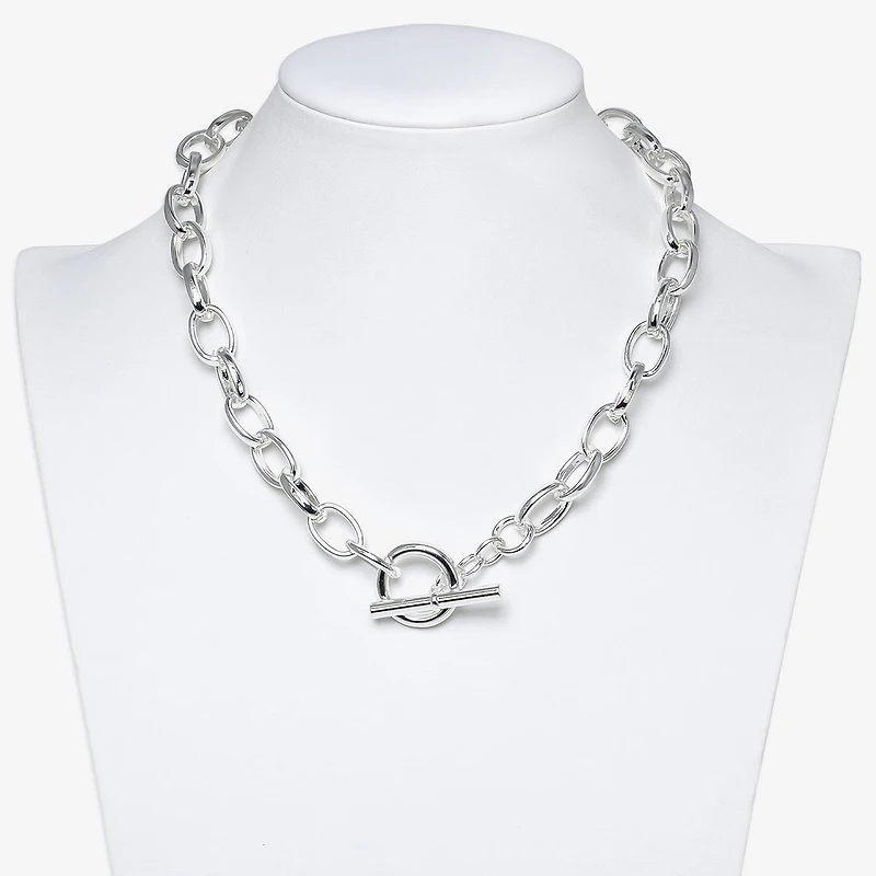 Bold Elements Silver Tone Womens 18 Inch Omega Chain Necklace