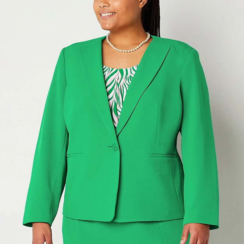 Black Label by Evan-Picone Womens Plus Classic Fit Suit Jacket