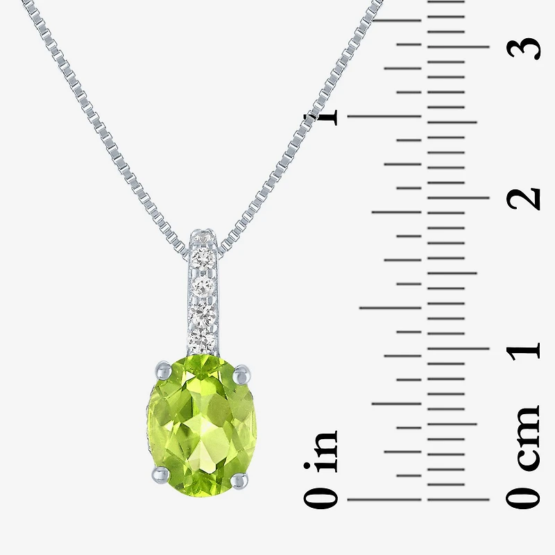 Womens Genuine Green Peridot Sterling Silver Oval 18 Inch Pendant Necklace