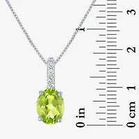 Womens Genuine Green Peridot Sterling Silver Oval 18 Inch Pendant Necklace