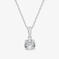 Womens 1 CT. Lab Grown White Diamond 10K Gold Round Pendant Necklace