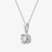 Womens 1 CT. Lab Grown White Diamond 10K Gold Round Pendant Necklace