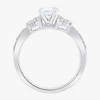(Si2/G) Womens 1 CT. T.W. Lab Grown White Diamond 10K Gold Round Side Stone Engagement Ring