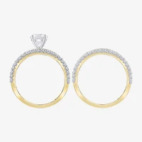 (G / Si2) Womens 2 CT. T.W. Lab Grown White Diamond 10K Gold Side Stone Bridal Set